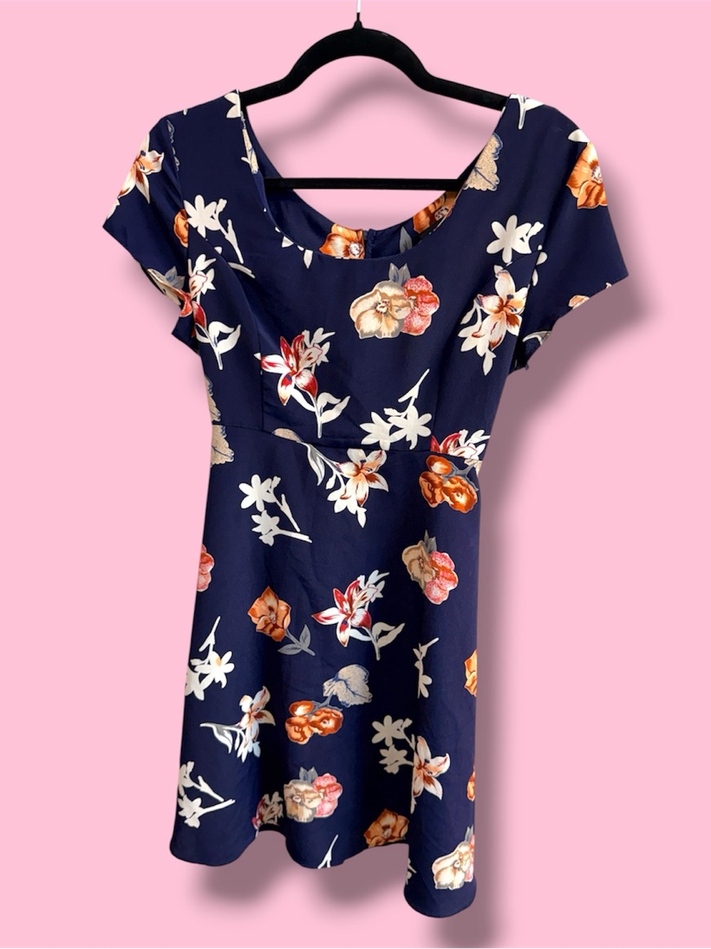 Navy Floral Fit-and-Flare Mini Dress DUDE USA #5